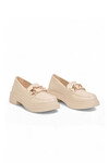 Tokalı Hafif Rahat Şık Bej Kadın Klasik Casual Ayakkabı Loafer 1837 Z