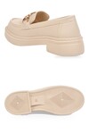 Tokalı Hafif Rahat Şık Bej Kadın Klasik Casual Ayakkabı Loafer 1837 Z