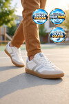 Beyaz-Gümüş Bağcıklı Hafif Rahat Unisex Yürüyüş ve Spor Ayakkabı Sneaker 234750