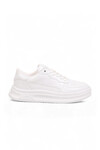 Beyaz Bağcıklı Kalın Tabanlı Unisex Yürüyüş ve Spor Ayakkabı Sneaker Code 412