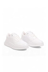 Beyaz Bağcıklı Kalın Tabanlı Unisex Yürüyüş ve Spor Ayakkabı Sneaker Code 412