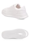 Beyaz Bağcıklı Kalın Tabanlı Unisex Yürüyüş ve Spor Ayakkabı Sneaker Code 412