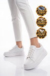 Bağcıklı Kalın Tabanlı Kadın Beyaz Casual Yürüyüş Ayakkabı Sneaker Code 419