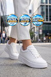 Bağcıklı Kalın Tabanlı Kadın Beyaz Casual Yürüyüş Ayakkabı Sneaker Code 419