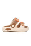 Ekru-Taba Hafif Esnek Eva Taban Unisex Çocuk Terlik 4505 F-P