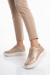 Gold Bağcıklı Kalın Tabanlı Unisex Yürüyüş ve Spor Ayakkabı Sneaker Code 412