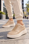 Gold Bağcıklı Kalın Tabanlı Unisex Yürüyüş ve Spor Ayakkabı Sneaker Code 412