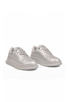 Gümüş-Gri Bağcıklı Kalın Tabanlı Unisex Yürüyüş ve Spor Ayakkabı Sneaker Code 412