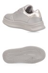 Gümüş-Gri Bağcıklı Kalın Tabanlı Unisex Yürüyüş ve Spor Ayakkabı Sneaker Code 412