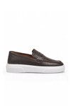 Kahve-Beyaz Hakiki Deri Şık Rahat Erkek Casual Ayakkabı Loafer 272305