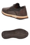 Kahve Hakiki Deri Yan Lastikli Erkek Casual Sneaker Ayakkabı 42170