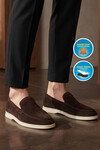 Kahve Hakiki Deri Şık Rahat Espadril Erkek Casual Ayakkabı Loafer 6K020-217