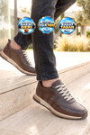 Kahve Hakiki Deri Bağcıklı Erkek Casual Sneaker Ayakkabı 42172
