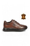 Kauçuk Tabanlı Bağcıklı Sneaker Kahve Hakiki Deri Erkek Casual Ayakkabı XS2463-7102