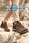 Kahve Hakiki Deri Kaymaz Tabanlı Bağcıklı Erkek Outdoor Trekking Ayakkabı 2546