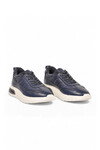 Kauçuk Tabanlı Bağcıklı Sneaker Lacivert Hakiki Deri Erkek Casual Ayakkabı HZ1774-0337 