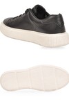 Kauçuk Tabanlı Bağcıklı Sneaker Siyah-Beyaz Hakiki Deri Erkek Casual Ayakkabı HZ1458-2049