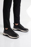 Kauçuk Tabanlı Siyah Hakiki Deri Sneaker Siyah-Beyaz Erkek Casual Ayakkabı HZ2844-8225