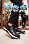 Kauçuk Tabanlı Siyah Hakiki Deri Sneaker Siyah-Beyaz Erkek Casual Ayakkabı HZ2844-8225