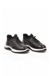 Kauçuk Tabanlı Siyah Hakiki Deri Sneaker Siyah-Beyaz Erkek Casual Ayakkabı HZ2844-8225