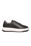 Lastik Bağcıklı Şık Rahat Hakiki Deri Siyah-Beyaz Erkek Casual Sneaker Ayakkabı 272304