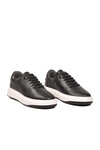 Lastik Bağcıklı Şık Rahat Hakiki Deri Siyah-Beyaz Erkek Casual Sneaker Ayakkabı 272304