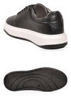 Lastik Bağcıklı Şık Rahat Hakiki Deri Siyah-Beyaz Erkek Casual Sneaker Ayakkabı 272304