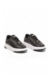 Bağcıklı Kalın Tabanlı Kadın Siyah-Beyaz Casual Yürüyüş Ayakkabı Sneaker Code 419