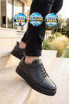Siyah Cilt Hakiki Deri Ortopedik Tabanlı Erkek Casual Sneaker Ayakkabı 632908