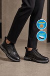 Kauçuk Tabanlı Siyah Hakiki Deri Sneaker Siyah-Füme Erkek Casual Ayakkabı HZ2844-8225