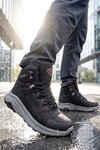 Siyah-Gri Nubuk Su Geçirmez Kaymaz Tabanlı Erkek Outdoor Trekking Bot M2041