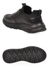 Kauçuk Tabanlı Lastik Bağcıklı Hakiki Deri Siyah Erkek Casual Sneaker Ayakkabı 26K540-3