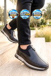 Siyah Hakiki Deri Yan Lastikli Erkek Casual Sneaker Ayakkabı 42170