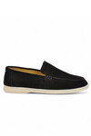 Siyah Hakiki Deri Şık Rahat Espadril Erkek Casual Ayakkabı Loafer 6K020-217