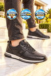 Siyah Hakiki Deri Bağcıklı Erkek Casual Sneaker Ayakkabı 42172
