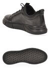 Kauçuk Tabanlı Bağcıklı Sneaker Siyah Hakiki Deri Erkek Casual Ayakkabı HZ0795-510