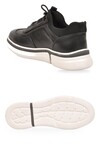 Kauçuk Tabanlı Bağcıklı Sneaker Siyah Hakiki Deri Casual Ayakkabı HZ2420-KS016