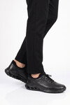 Kauçuk Tabanlı Bağcıklı Sneaker Siyah Hakiki Deri Erkek Casual Ayakkabı HZ2821-2522