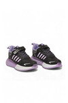 Cırt Bantlı Kalın Tabanlı Siyah-Lila Kız Çocuk Yürüyüş ve Spor Ayakkabı Sneaker 748 Cilt