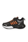 Cırt Bantlı Kalın Tabanlı Siyah-Oranj Erkek Çocuk Yürüyüş ve Spor Ayakkabı Sneaker 748 Cilt
