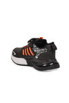 Cırt Bantlı Kalın Tabanlı Siyah-Oranj Erkek Çocuk Yürüyüş ve Spor Ayakkabı Sneaker 748 Cilt