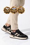 Bağcıklı Kalın Tabanlı Şık Rahat Memory Foam Siyah Erkek Casual Yürüyüş Ayakkabı Sneaker Draw