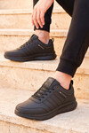 Siyah Bağcıklı Hafif Esnek Rahat Erkek Yürüyüş ve Spor Ayakkabı Sneaker Wood 4040