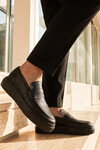 Siyah Hakiki Deri Şık Rahat Erkek Casual Ayakkabı Loafer 272305