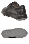 Lastik Bağcıklı Şık Rahat Hakiki Deri Siyah Erkek Casual Sneaker Ayakkabı 272304