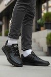 Siyah Bağcıklı Hafif Esnek Tabanlı Erkek Casual Yürüyüş Ayakkabı Sneaker 128 Cilt