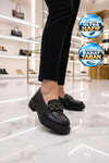Tokalı Hafif Rahat Şık Siyah Kadın Klasik Casual Ayakkabı Loafer 1837 Z