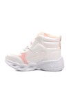 حذاء طويل أبيض وردي بشريط فيلكرو مضيء للبنات 1545 P