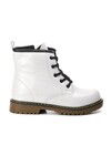 White Lace-Up Zippered Girls Boots 705 F