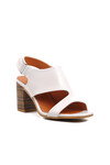 White Genuine Leather Womens Heeled Sandals 2108502Y Z